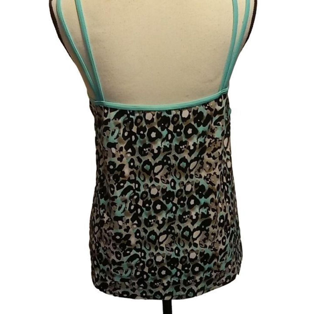 A Shore Fit Tankini Teal Black Women's Size 20‎